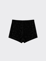Black sequined mini shorts