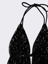 Sequined halter top black