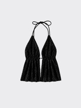 Sequined halter top black