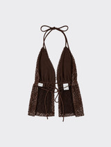 Sequined halter top brown