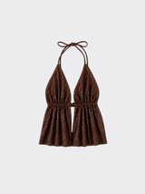 Sequined halter top brown