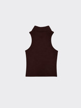 Qipao top with open neckline brown