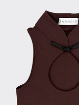 Qipao top with open neckline brown