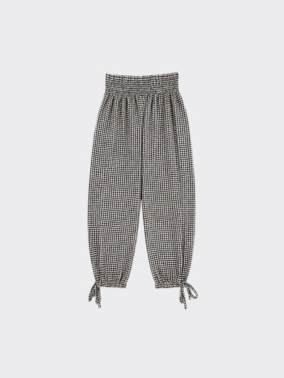 Gingham harem pants with tie on hem brown