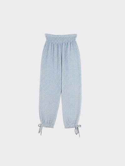 Gingham harem pants with tie on hem blue