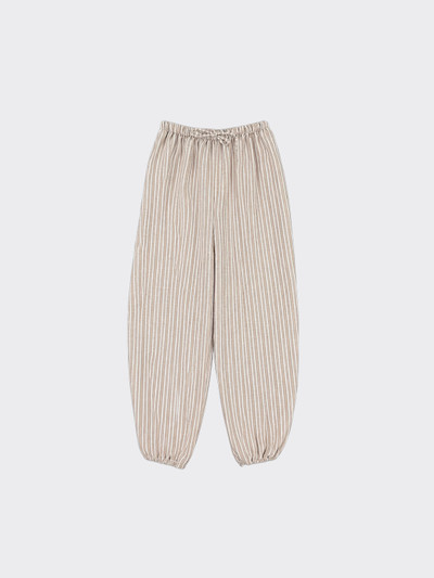 Fluid wide stripes harem pants beige