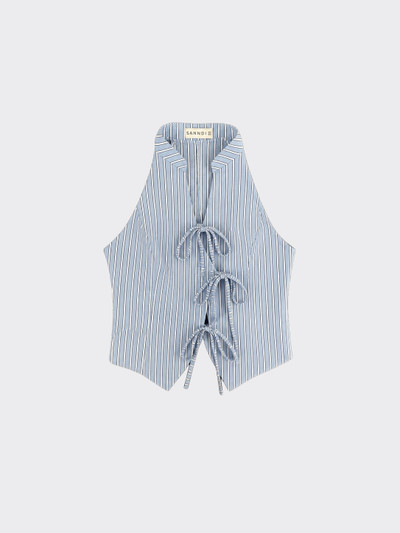 Semi-rubbed knotted halter top blue