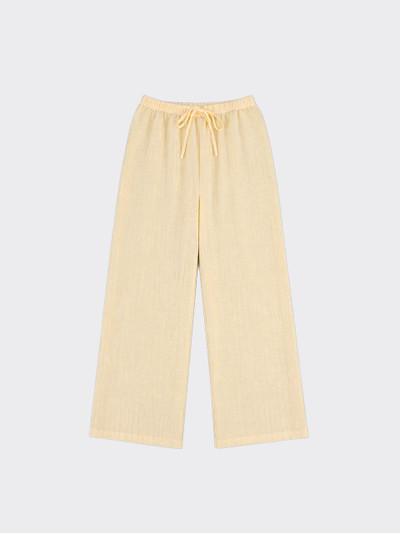 Linen-effect trousers with glitter stripes yellow