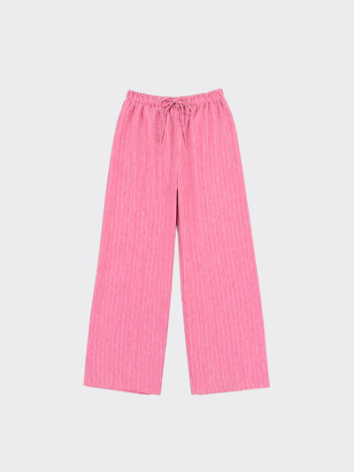Linen-effect trousers with glitter stripes pink