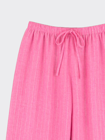 Linen-effect trousers with glitter stripes pink
