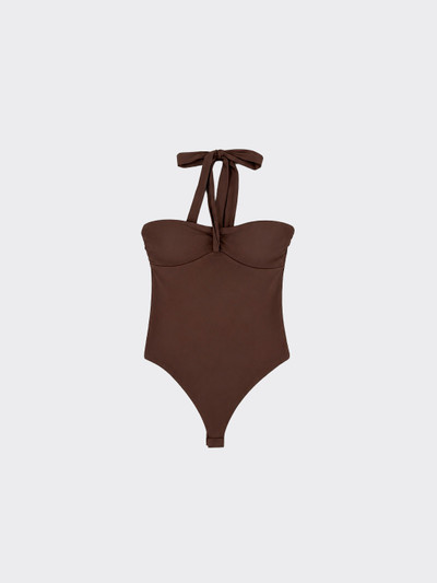 Bodysuit tied at the neck brown