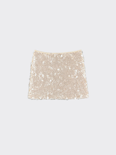 Mini skirt with shiny beige sequins