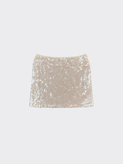 Mini skirt with shiny beige sequins