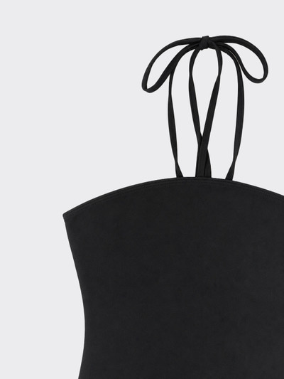 Halter top with pointed hem and ruffles black