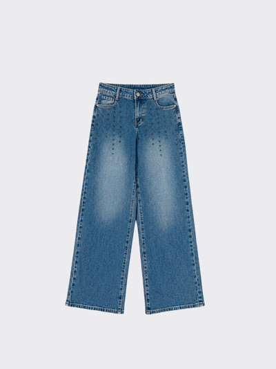 Wide-leg jeans with eyelets