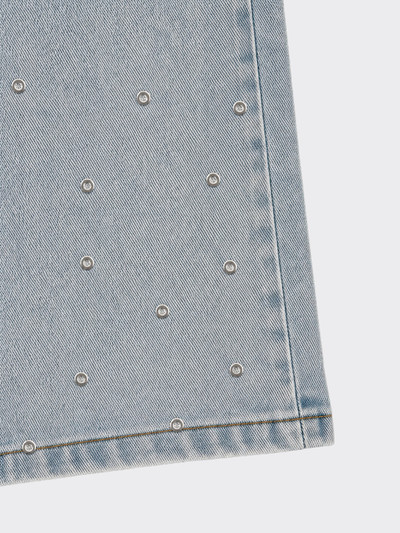 Wide leg jeans with eyelets