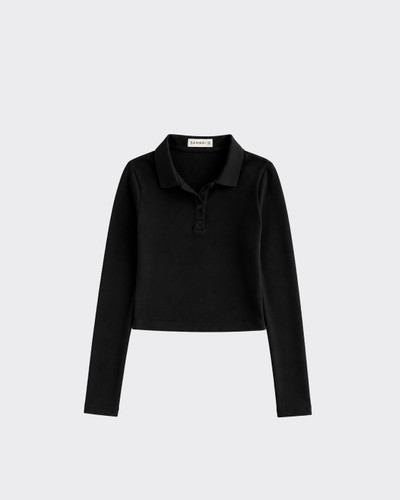 Long-sleeved polo shirt black