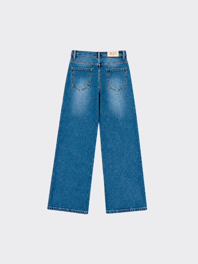 Mid-rise folded-waist glitter jeans