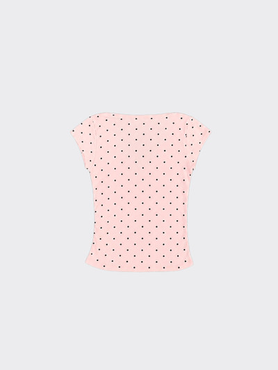 Pink polka dot V-neck ruched top