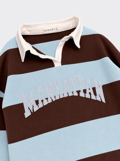 Light blue embroidered striped sweatshirt