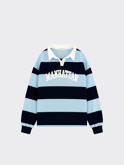 Blue embroidered striped sweatshirt
