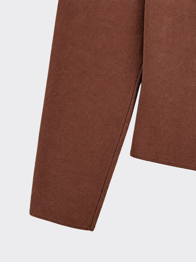 Boat neck sweater with opening brown