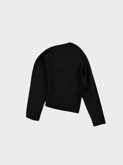 Boat neck sweater with opening black