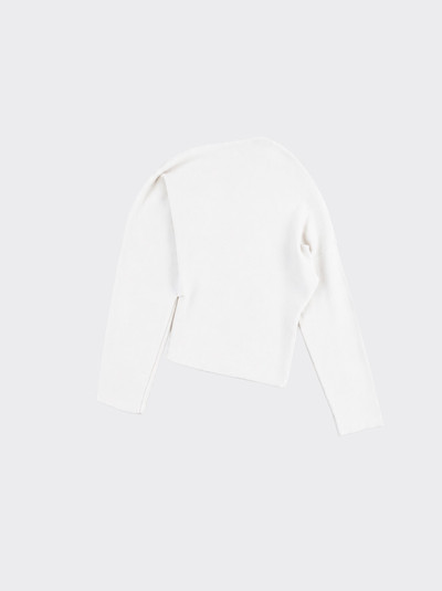 Boat neck sweater with opening beige