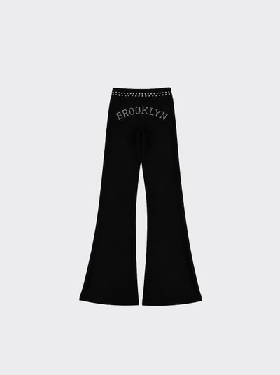 Flare leggings with studs and letters Black