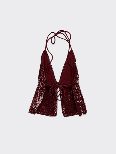 Sequined halter top Burgundy