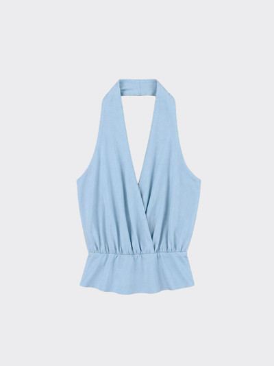 Halter top with crisscross sash Light Blue