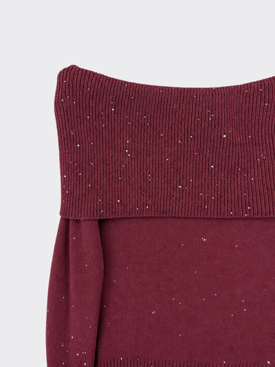 Off-the-shoulder sweater with glitter Burgundy