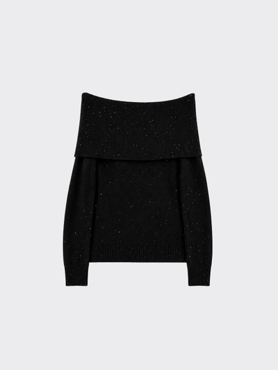 Off-the-shoulder sweater with glitter Black