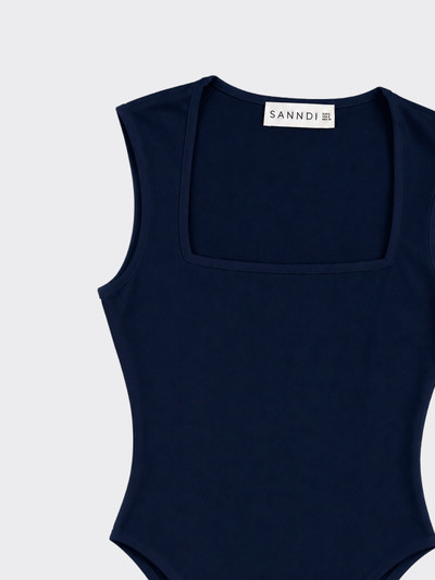 Polyamide bodysuit with square neckline blue