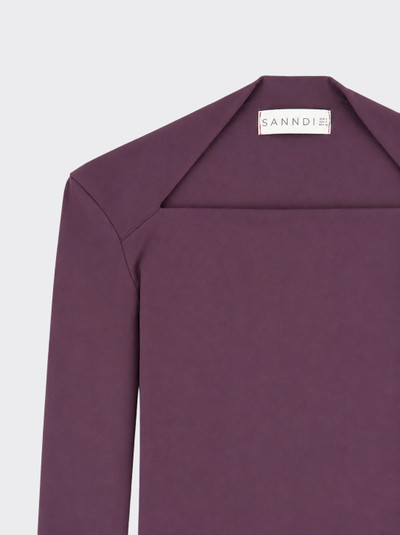 Long-sleeved top with a square neckline Burgundy