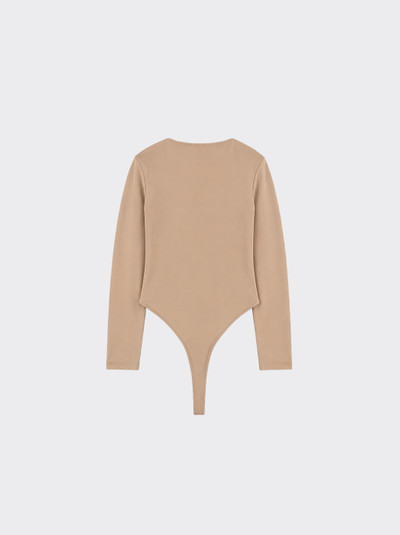 Square neck long sleeve bodysuit Camel