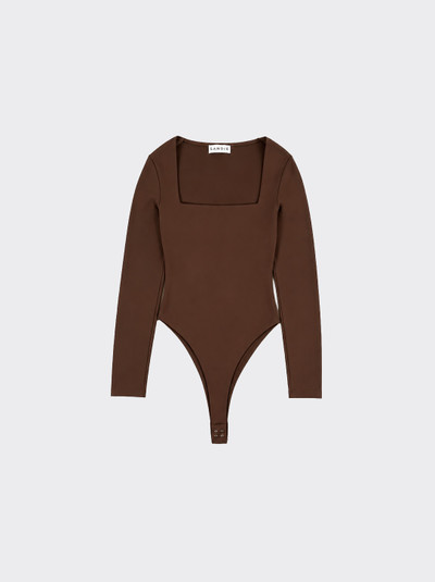 Square neck long sleeve bodysuit Brown