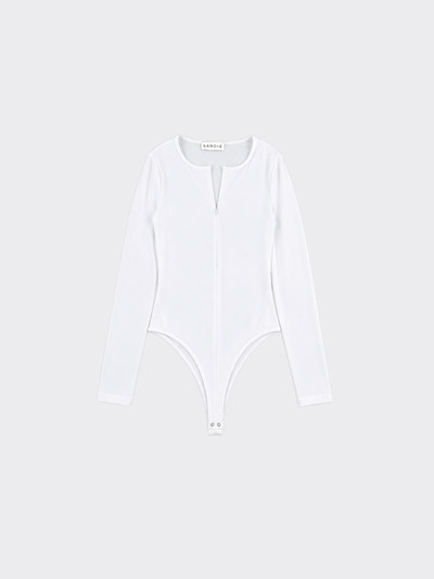 Polyamide zip-up bodysuit Beige
