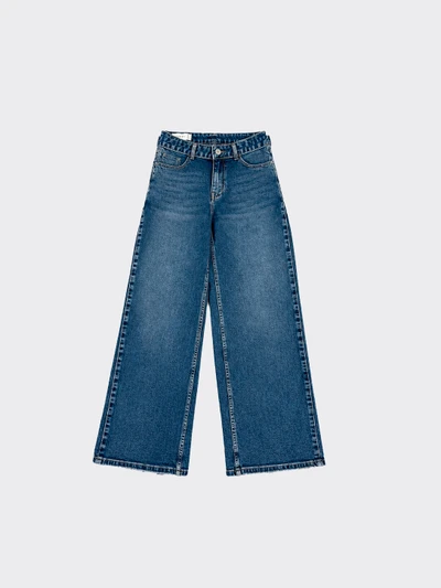 Wide leg jeans with double waistband