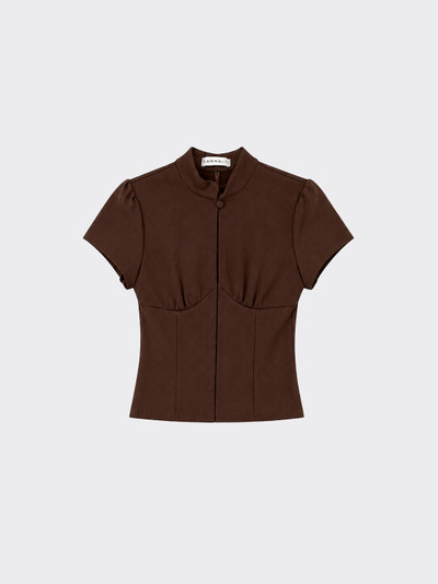 Short-sleeved top with snaps Brown