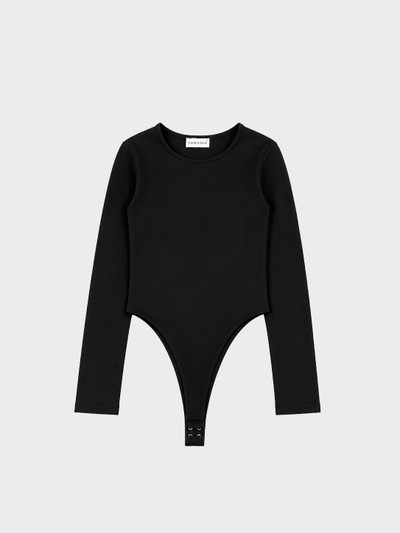 Basic polyamide bodysuit with round neck Black