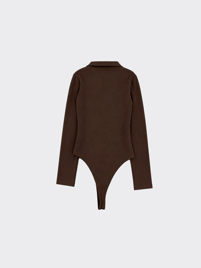 Polo bodysuit with low neckline Brown