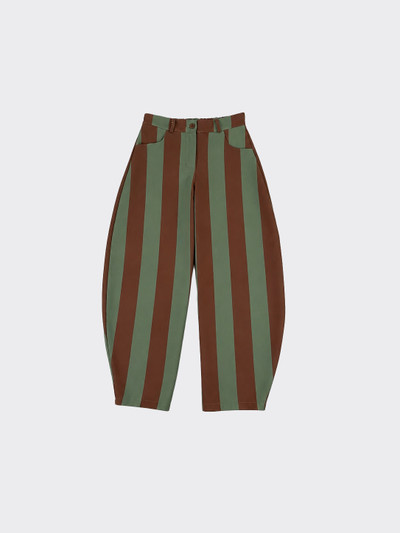 Balloon pants with green and brown stripes