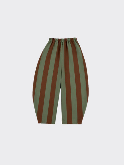 Balloon pants with green and brown stripes