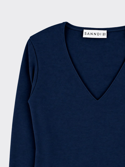 V-neck long-sleeve t-shirt blue
