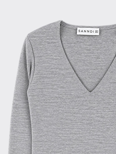 V-neck long-sleeve t-shirt grey