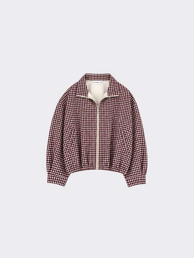 Oversized jacket with gingham print burgundy