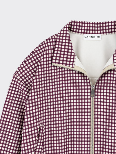 Oversized jacket with gingham print burgundy