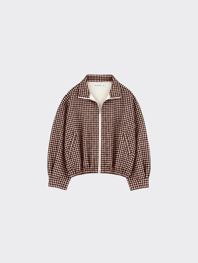 Oversized jacket with gingham print brown
