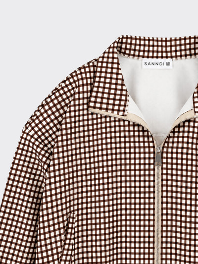 Oversized jacket with gingham print brown